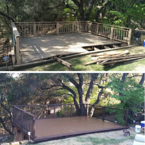 Deck remodel before and after